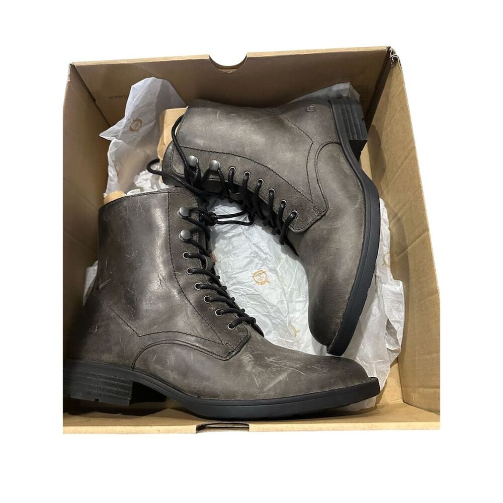 Born Boreen Women's Gray Leather Ankle Boots Size 7 Casual Comfort